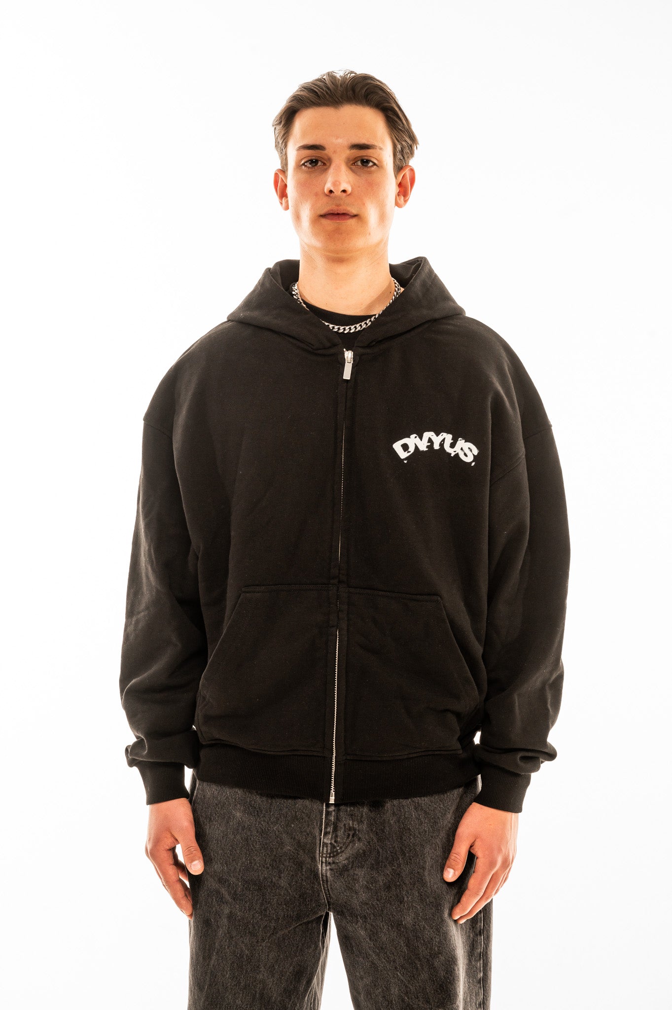 Dvyus Logo Oversized Zipper Hoodie
